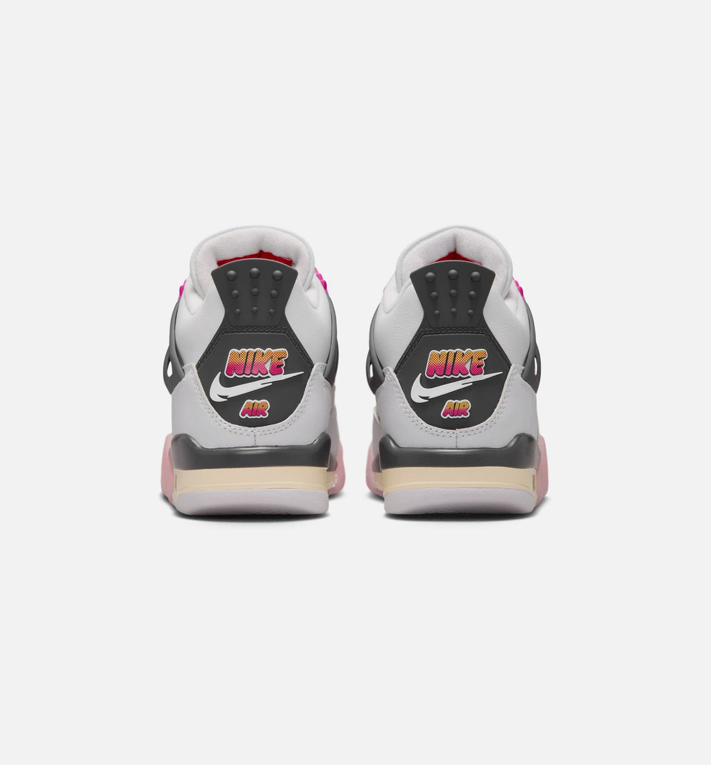 Air Jordan 4 Retro 漫画大童款休闲鞋 - 迎面白/火焦粉/炙烂灰
