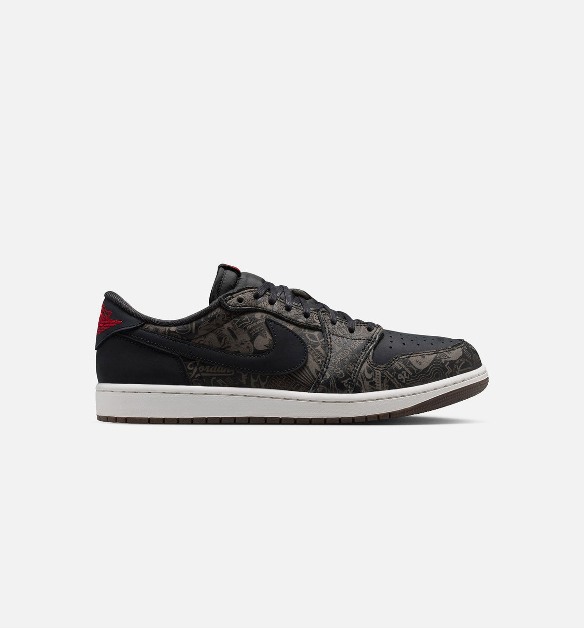 Air Jordan 1 Retro Low OG 激光黑红男款休闲鞋 - 黑/大学红/峰白