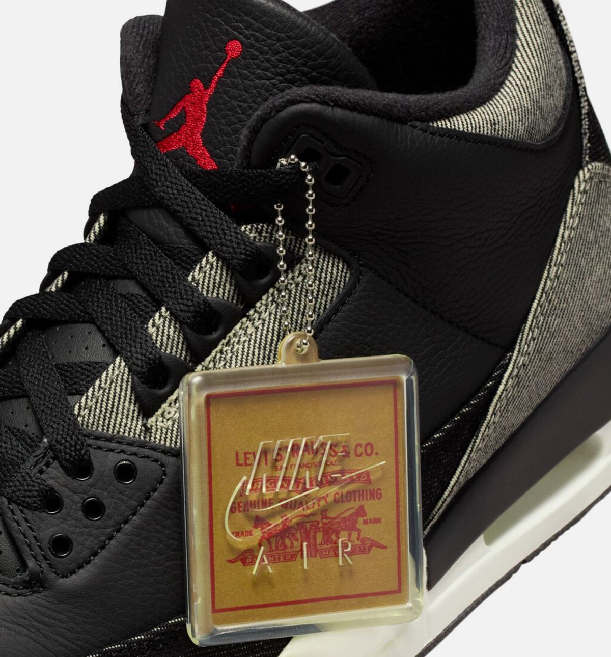 Air Jordan 3 x Levi's 黑白男款休闲鞋 - 牛仕4/黑/体操红