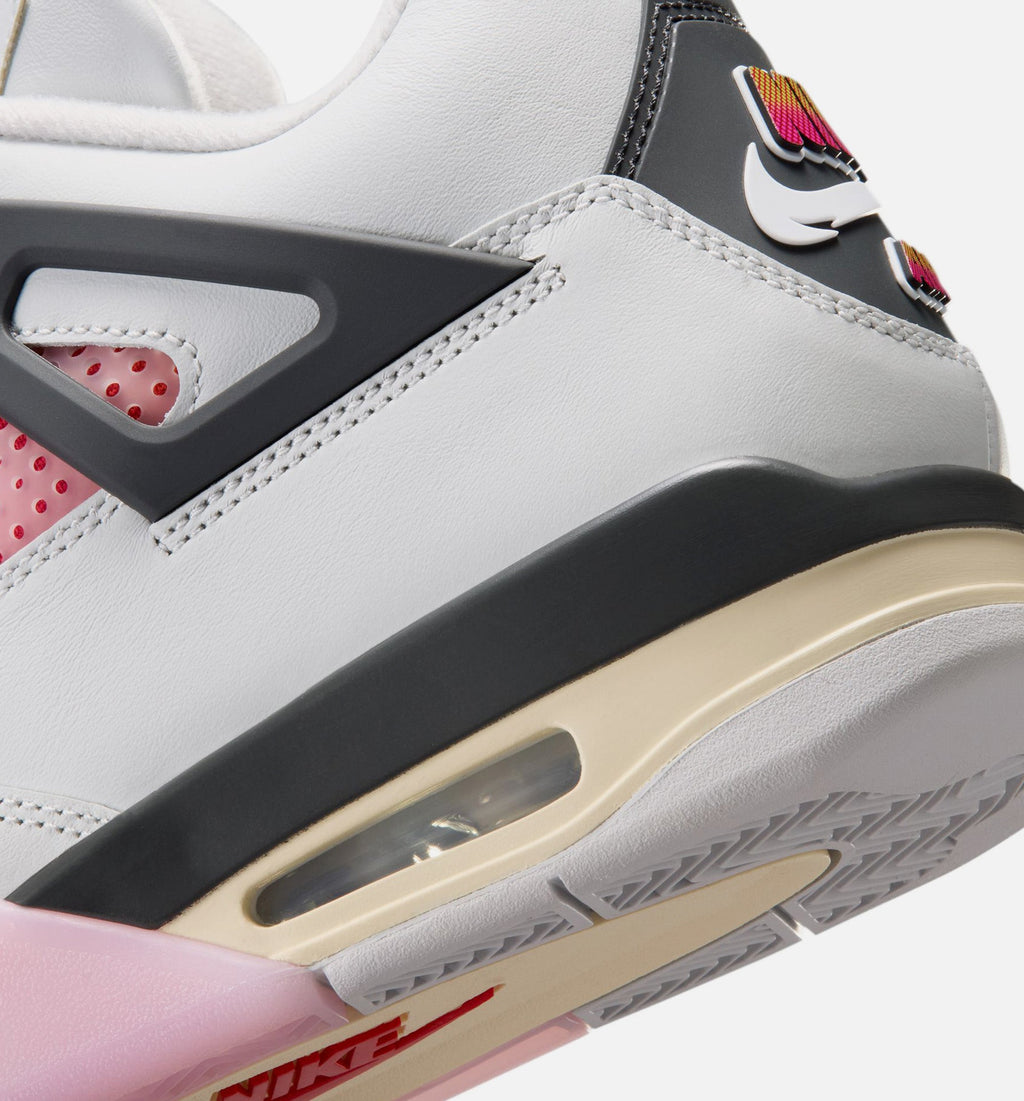 Air Jordan 4 Retro 漫画男款休闲鞋 - 迎面白/火焦粉/炙烂灰
