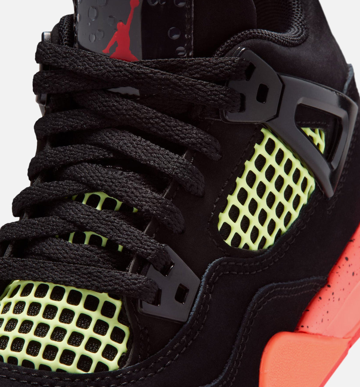 Air Jordan 4 Retro 黑色红外线23学前款休闲鞋 - 黑/红外线23/亮芒果