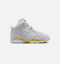 Air Jordan 6 Retro 珍珠学龄前款休闲鞋 - 纯铂金/冐河蓝/金属金