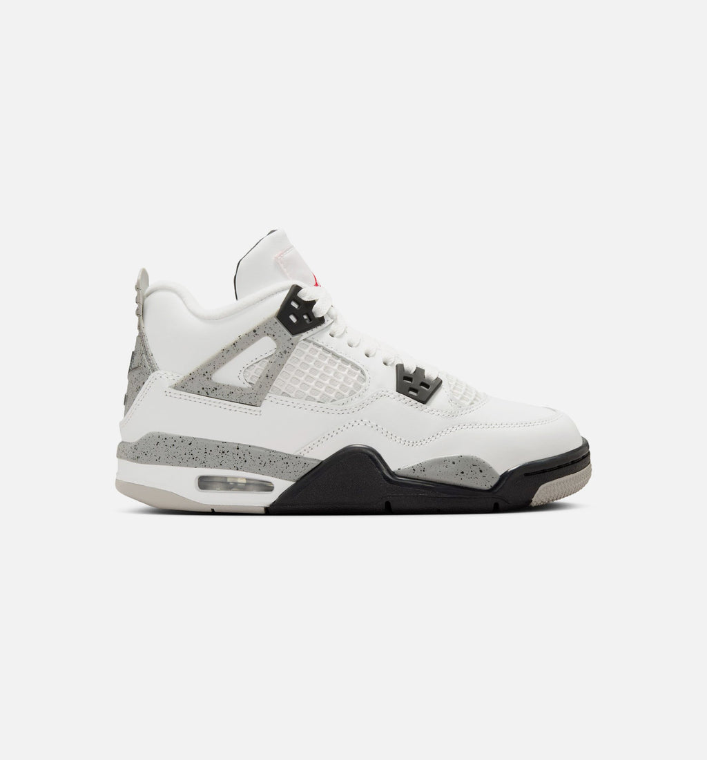 Air Jordan 4 Retro 白水泥大童款休闲鞋 - 峰川白/火红/水泥灰/黑