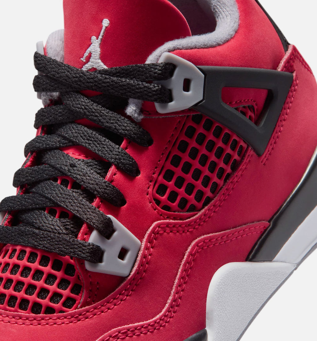 Air Jordan 4 Retro 公牛勇士学前款休闲鞋 - 火红/白/黑/水泥灰