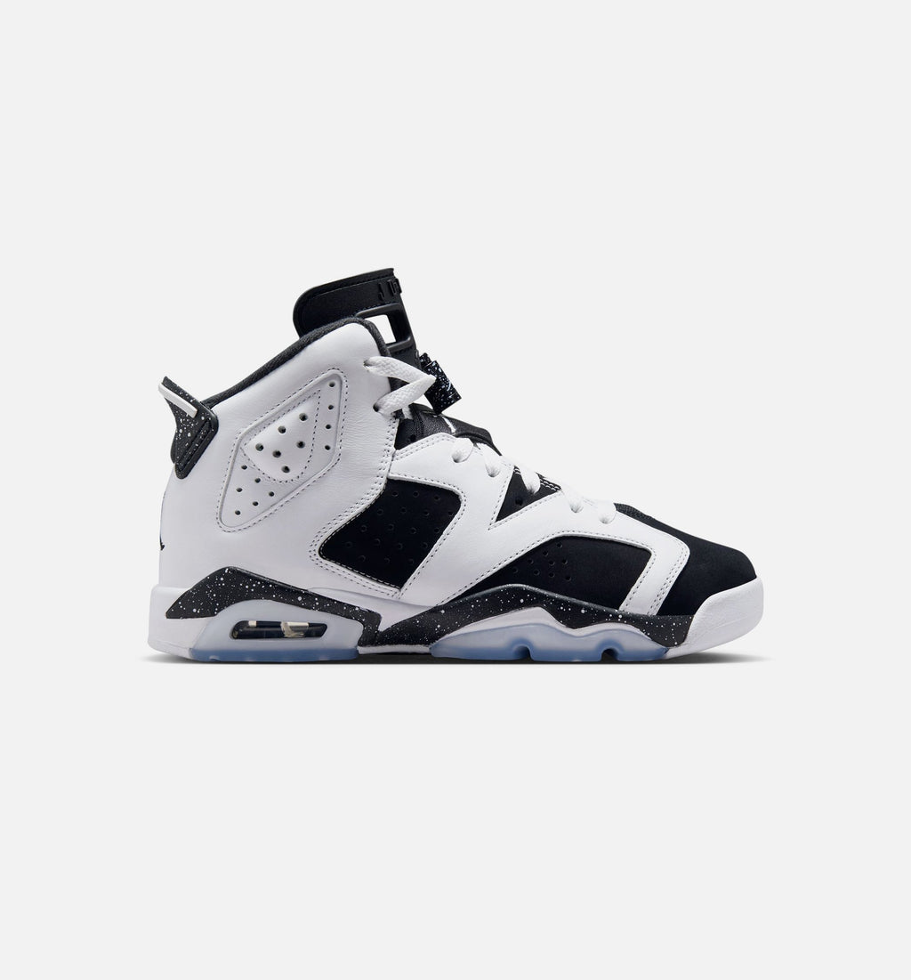 Air Jordan 6 Retro 黑白大童款休闲鞋 - 黑/白