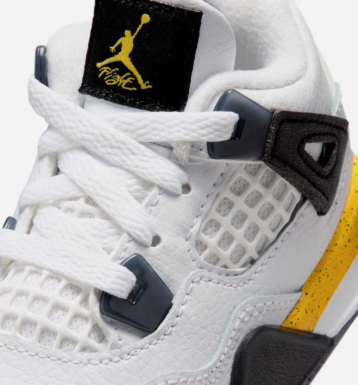 Air Jordan 4 Retro 稀有空气巡游黄婴幼儿款休闲鞋 - 白/深蓝灰/黑/巡游黄
