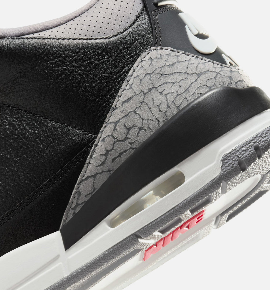 Air Jordan 3 Retro 黑水泥男款休闲鞋 - 黑/火红/水泥灰/峰白