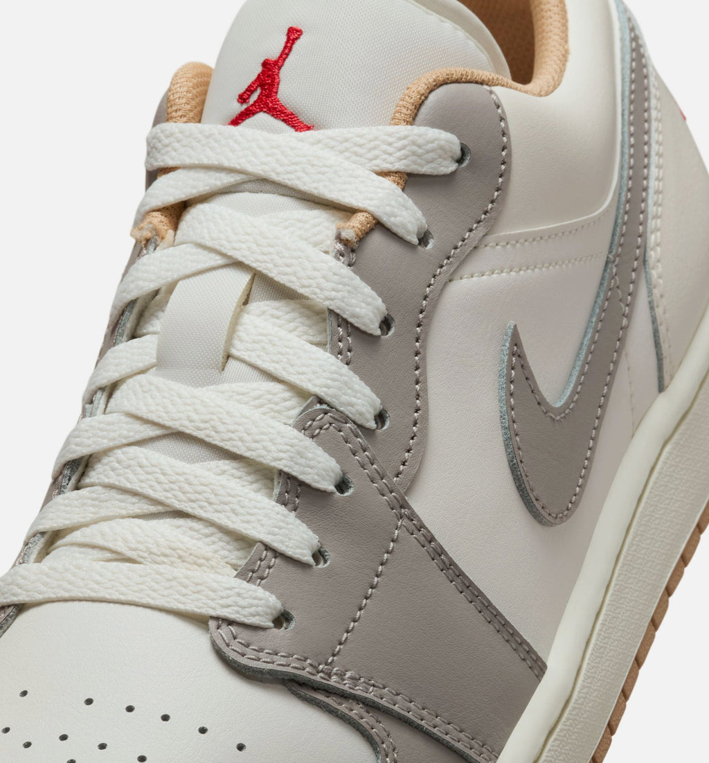 Air Jordan 1 Low 男款休闲鞋 - 帆白/火焰红/学院灰/居加布