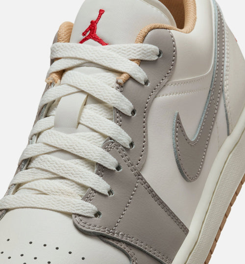 Air Jordan 1 Low 男款休闲鞋 - 帆白/火焰红/学院灰/居加布