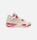 Air Jordan 4 Retro 情人节女款休闲鞋 - 淡象牙/山岡红/烟火红