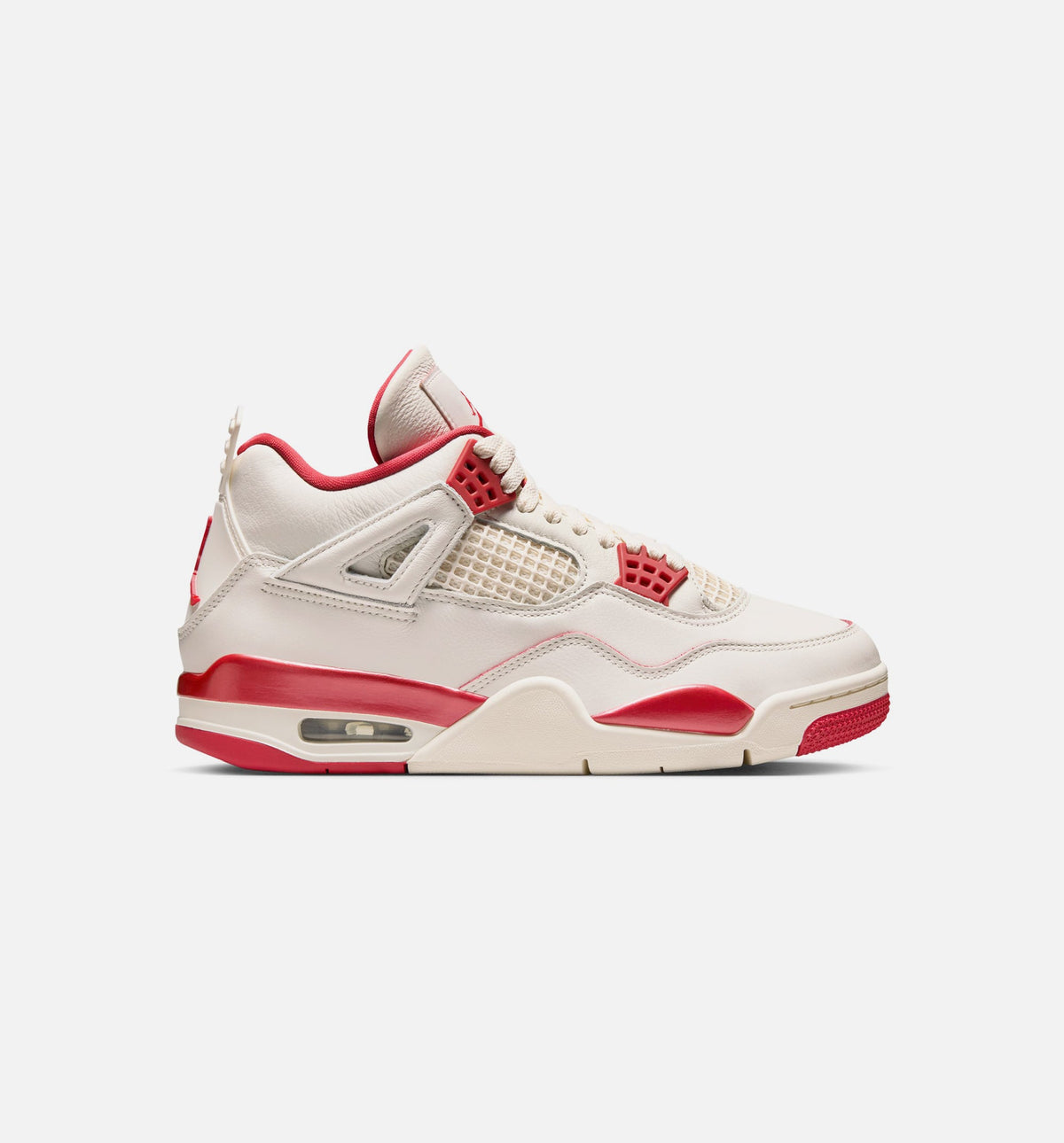 Air Jordan 4 Retro 情人节女款休闲鞋 - 淡象牙/山岡红/烟火红