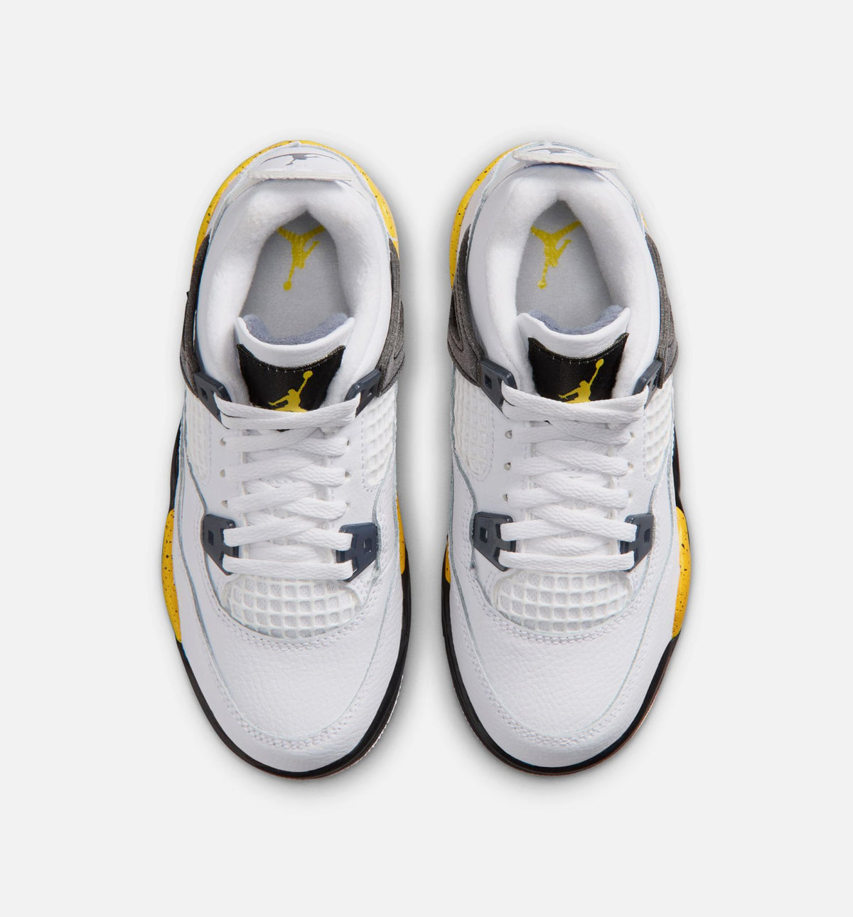 Air Jordan 4 Retro 稀有空气巡游黄学前款休闲鞋 - 白/深蓝灰/黑/巡游黄
