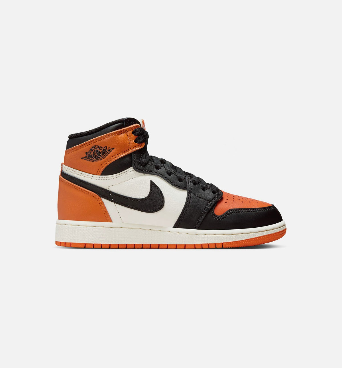 Air Jordan 1 Retro High OG 碎篮板大童款休闲鞋 - 黑/帆白/海星橙