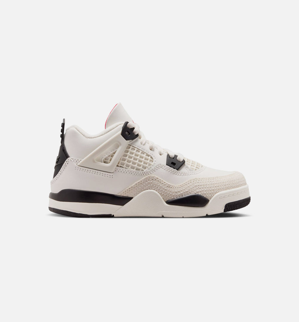 Air Jordan 4 Retro 飞行信件学前款休闲鞋 - 帆白/黑/大学红