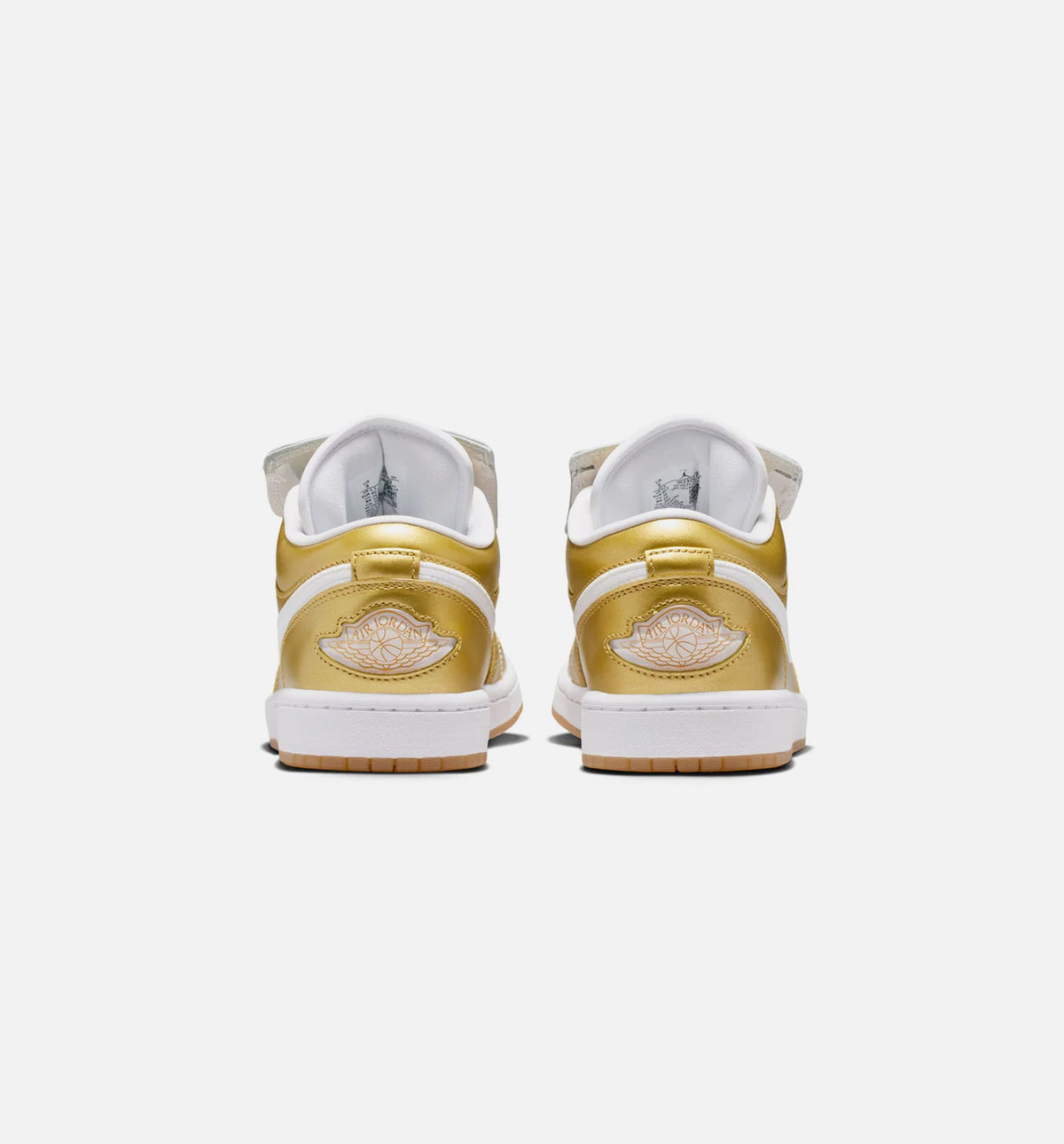 Air Jordan 1 Low 金色女款休闲鞋 - 金/白/橙色生胶底