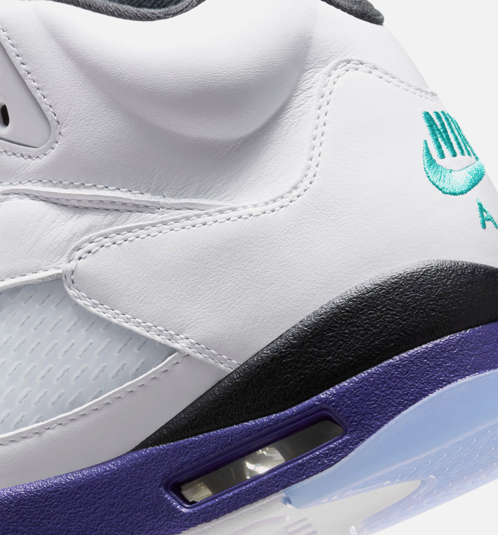 Air Jordan 5 Retro 葡萄男款休闲鞋 - 白/新翳翠/葡萄冰/黑