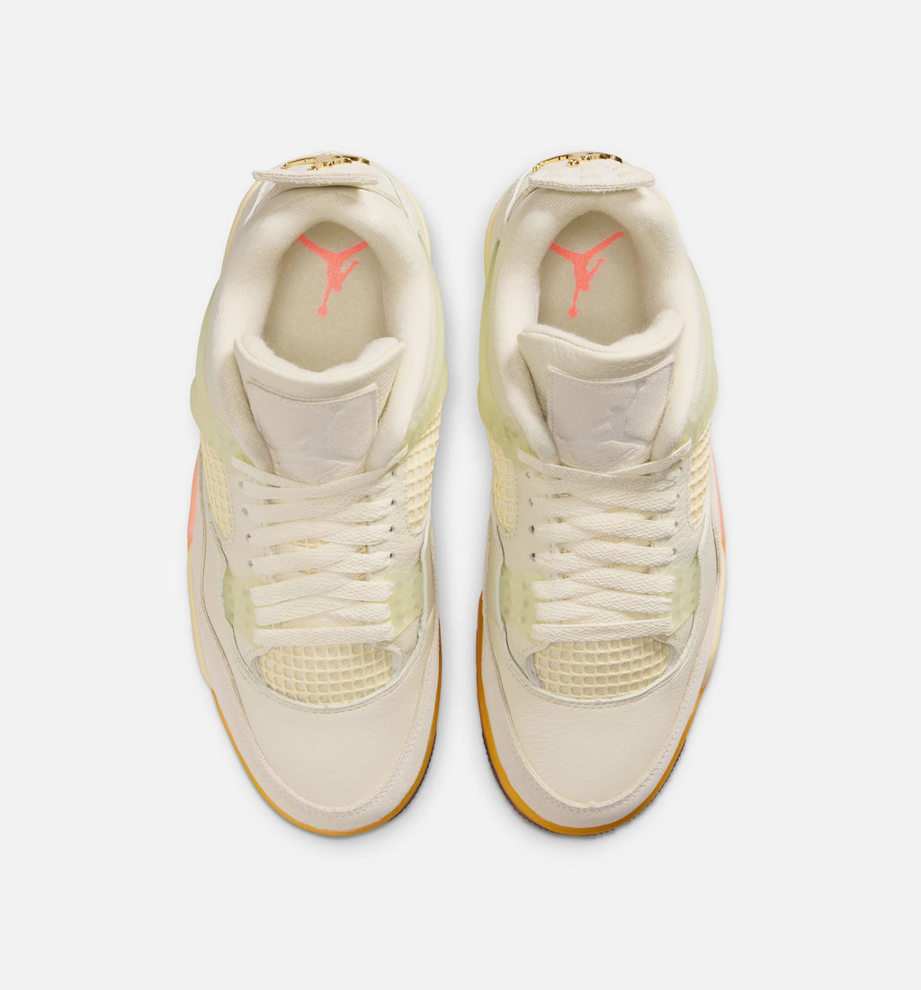 Air Jordan 4 Retro 天堂鸟女款休闲鞋 - 椰子奶/金属金/欲纱/亮芒果/日晋/黑