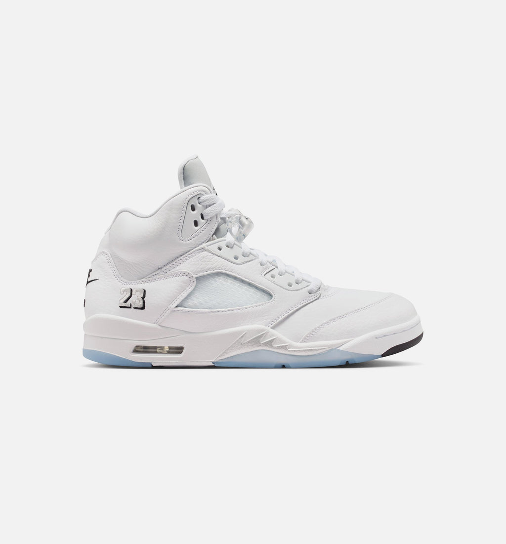 Air Jordan 5 Retro OG 白色金属男款休闲鞋 - 白/金属银/黑