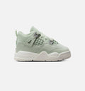 Air Jordan 4 Retro 丰盛婴幼儿款休闲鞋 - 海沼绿/帆白/金属銀