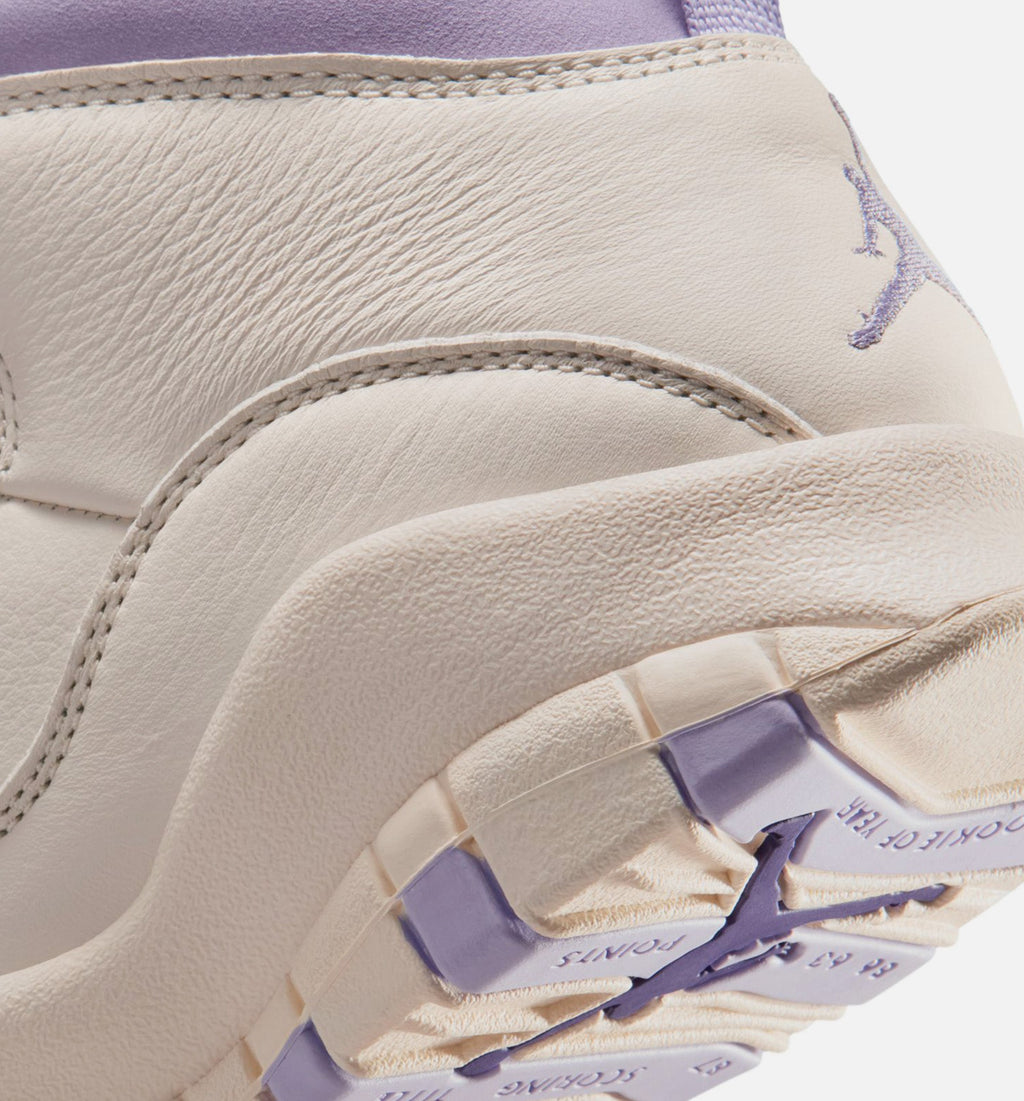 Air Jordan 10 Retro 绣球花女款休闲鞋 - 粉笔白/绣球花/野葛紫