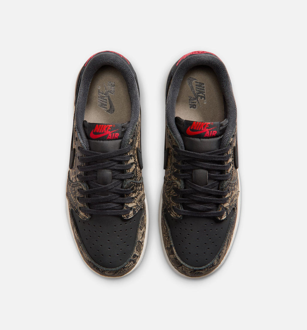 Air Jordan 1 Retro Low OG 激光黑红大童款休闲鞋 - 黑/大学红/峰白