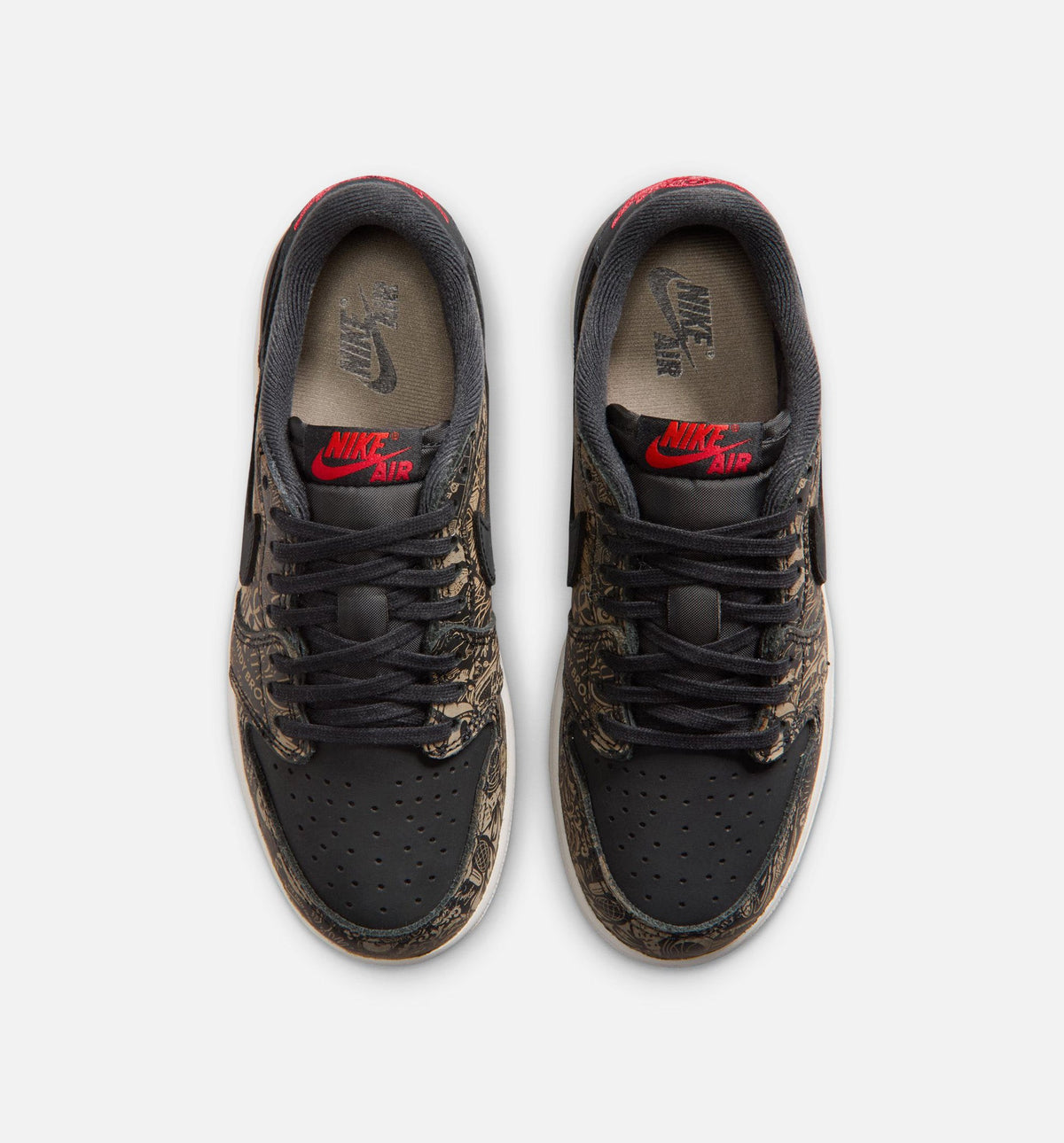 Air Jordan 1 Retro Low OG 激光黑红大童款休闲鞋 - 黑/大学红/峰白