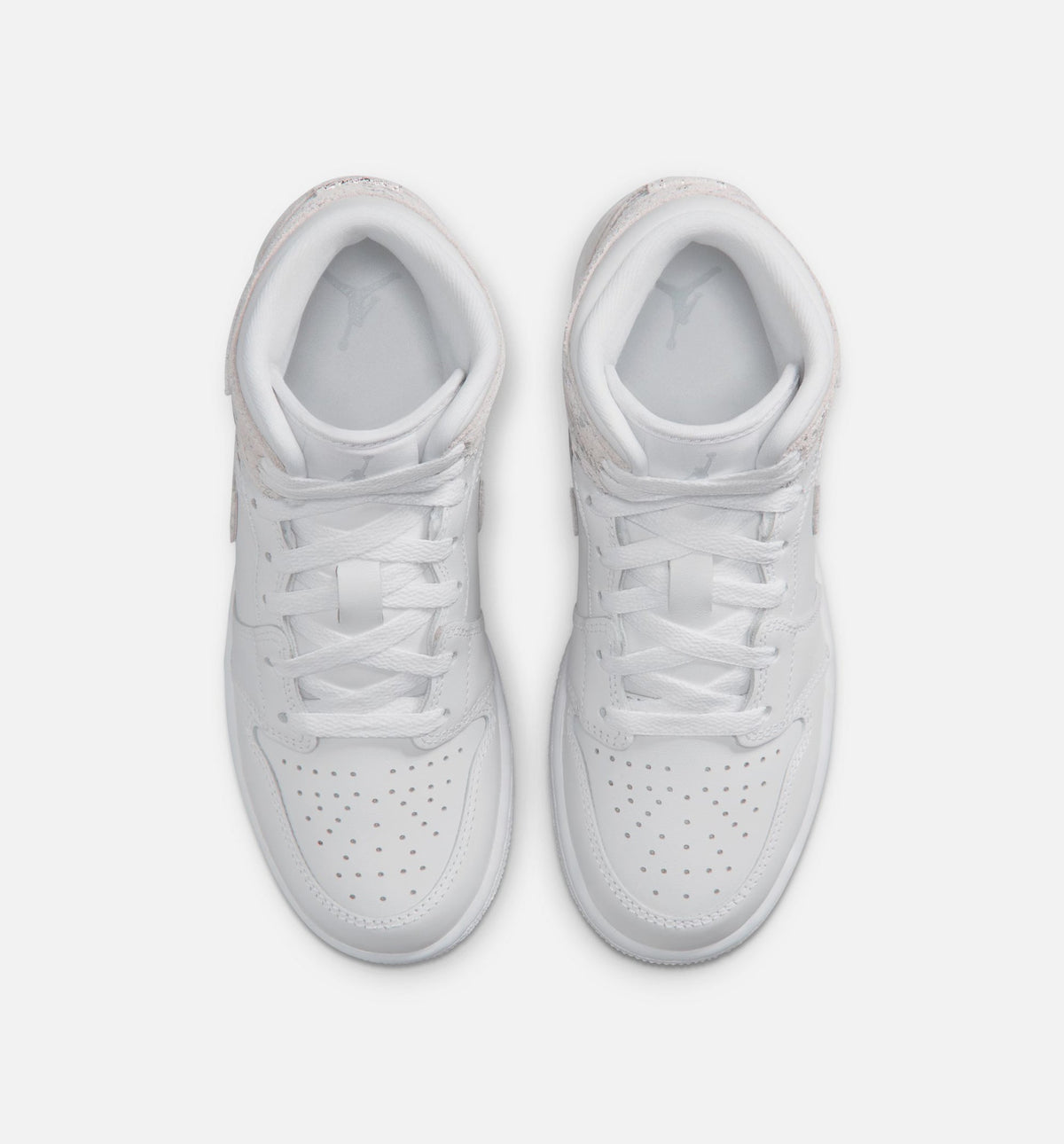 Air Jordan 1 Mid SE 大童款休闲鞋 - 白/原野銀
