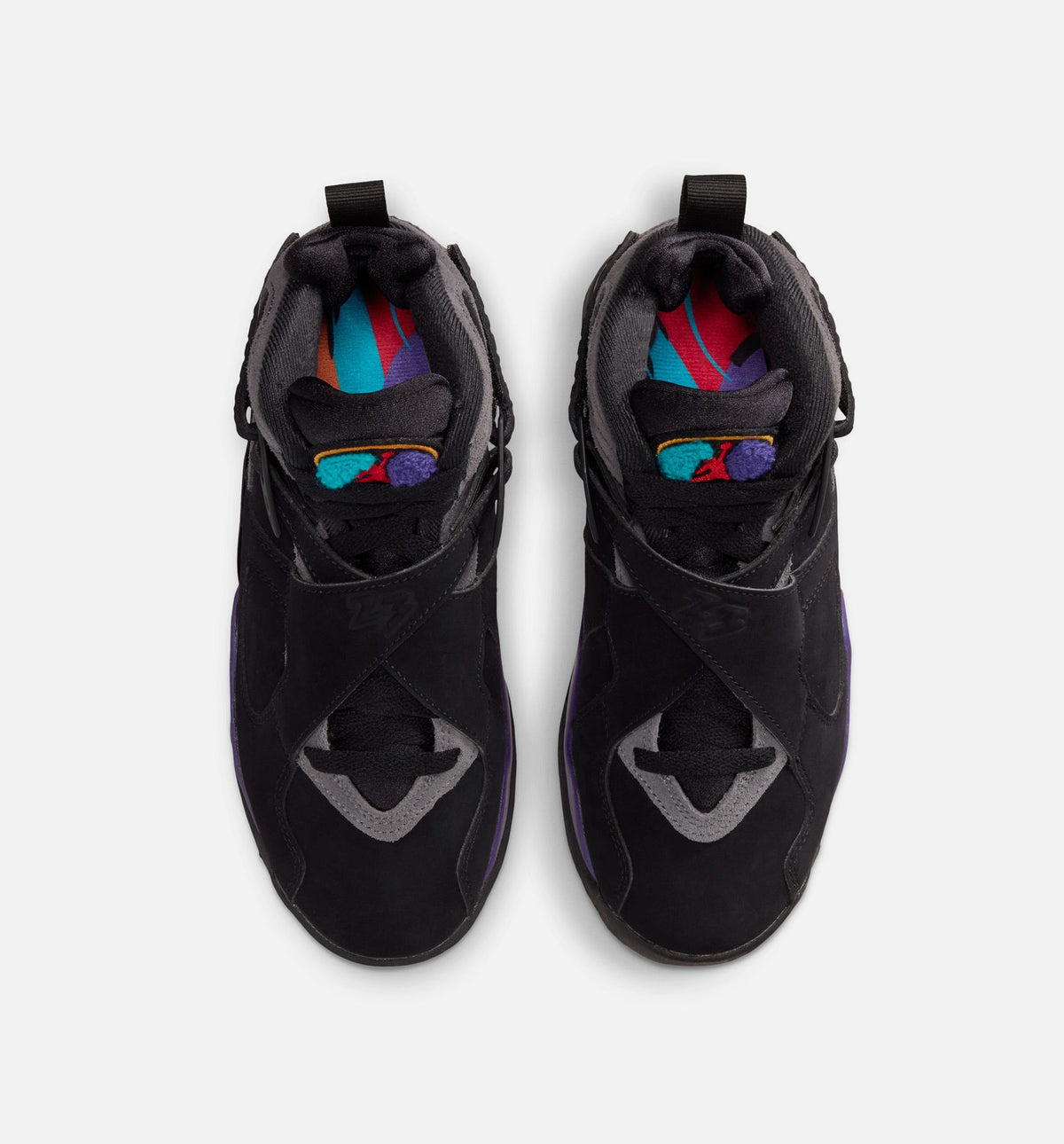 Air Jordan 8 Retro 水蓝大童款休闲鞋 - 黑/多彩/亮紫/多彩