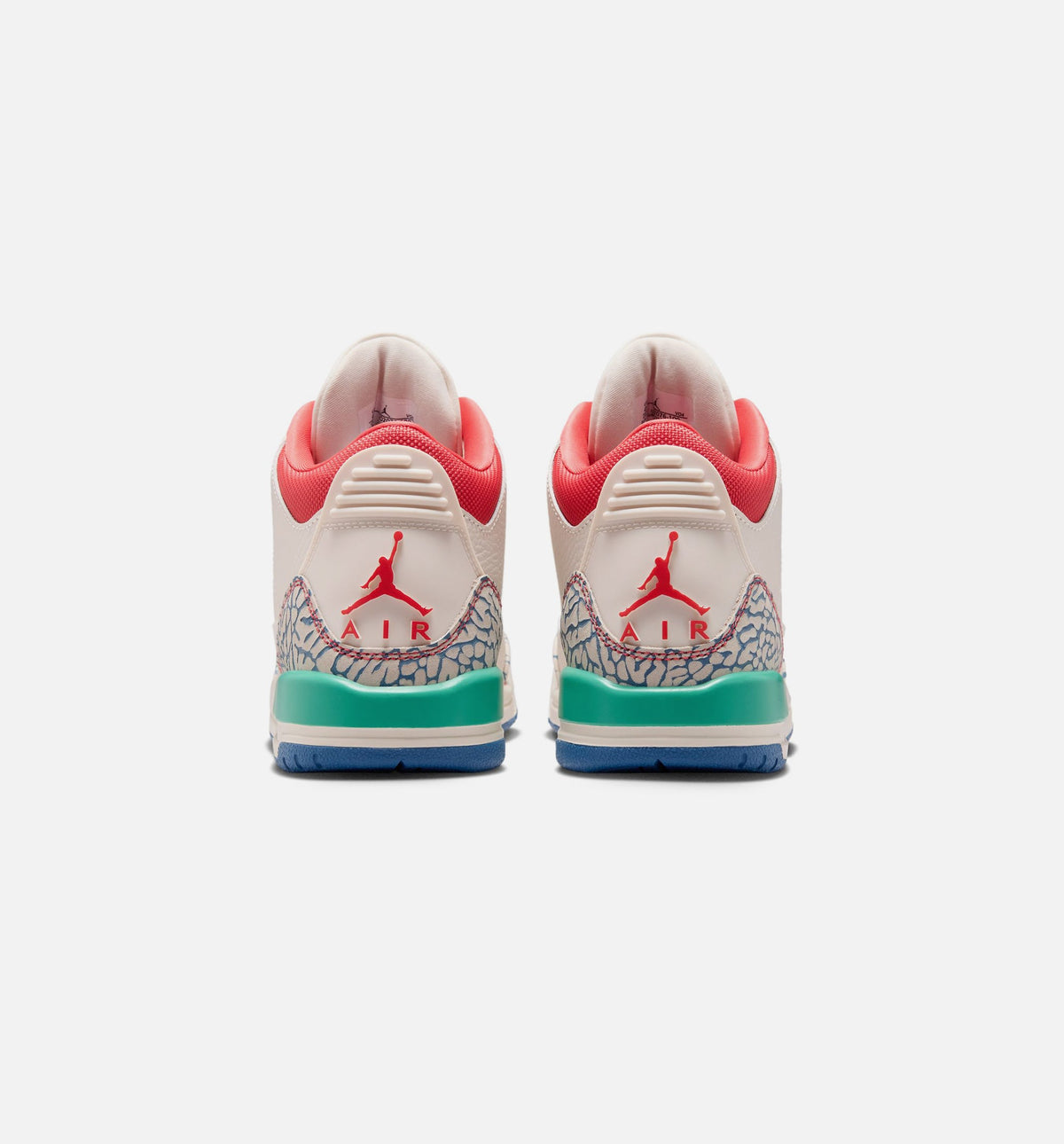Air Jordan 3 Retro 自由玩耀大童款休闲鞋 - 粉笔/跑道红/真蓝/动能绿