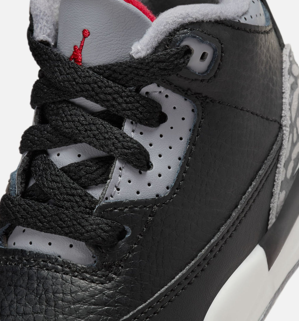 Air Jordan 3 Retro 黑水泥婴幼儿款休闲鞋 - 黑/火红/水泥灰/峰白