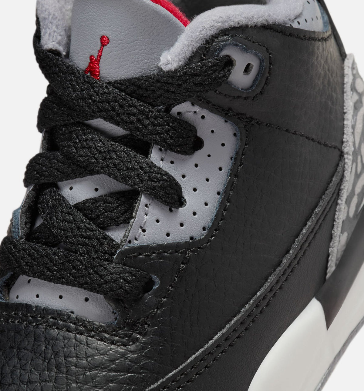 Air Jordan 3 Retro 黑水泥婴幼儿款休闲鞋 - 黑/火红/水泥灰/峰白