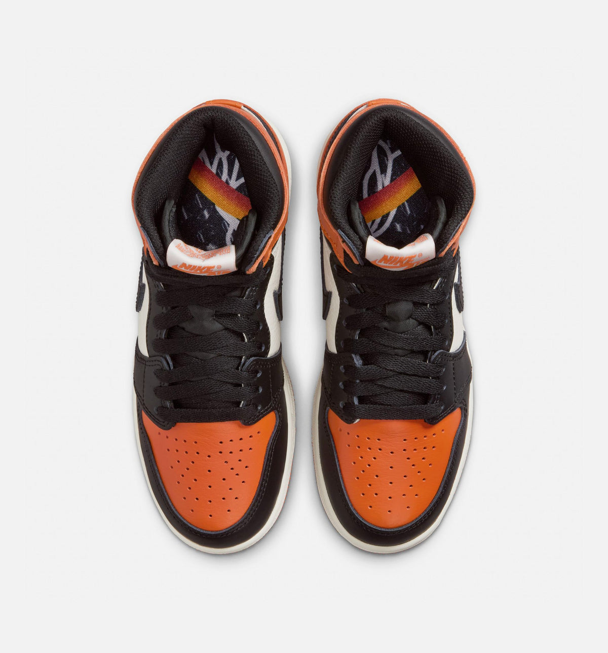 Air Jordan 1 Retro High OG 碎篮板大童款休闲鞋 - 黑/帆白/海星橙