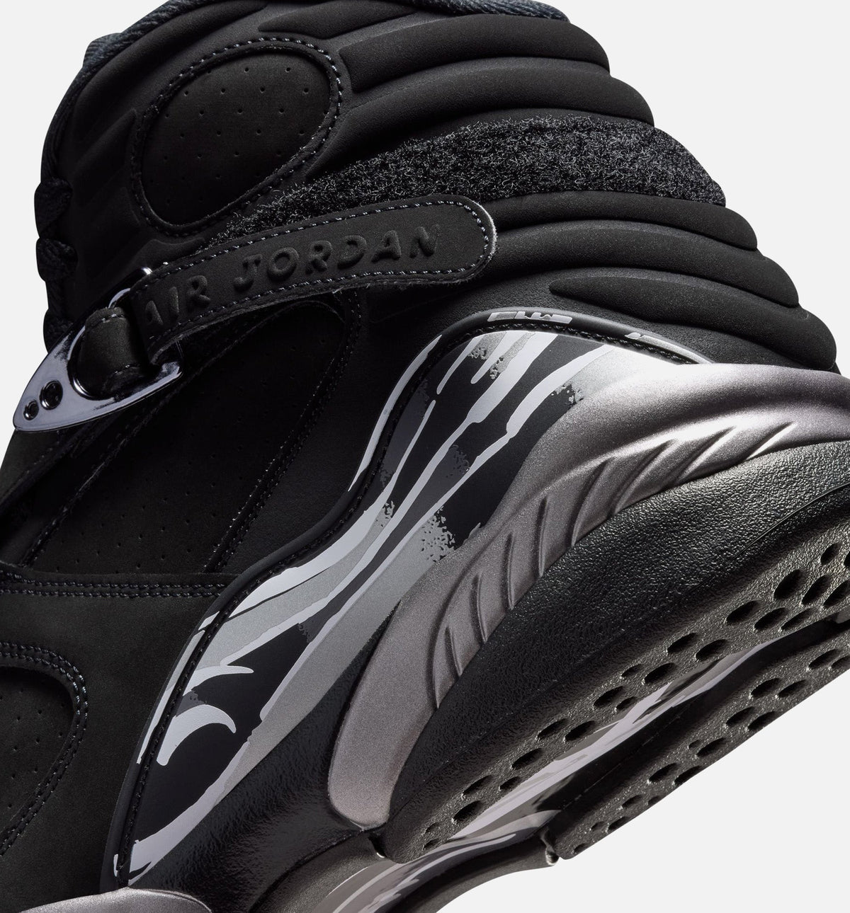 Air Jordan 8 Retro 锈黑浅灰男款休闲鞋 - 黑/白/浅石墨灰