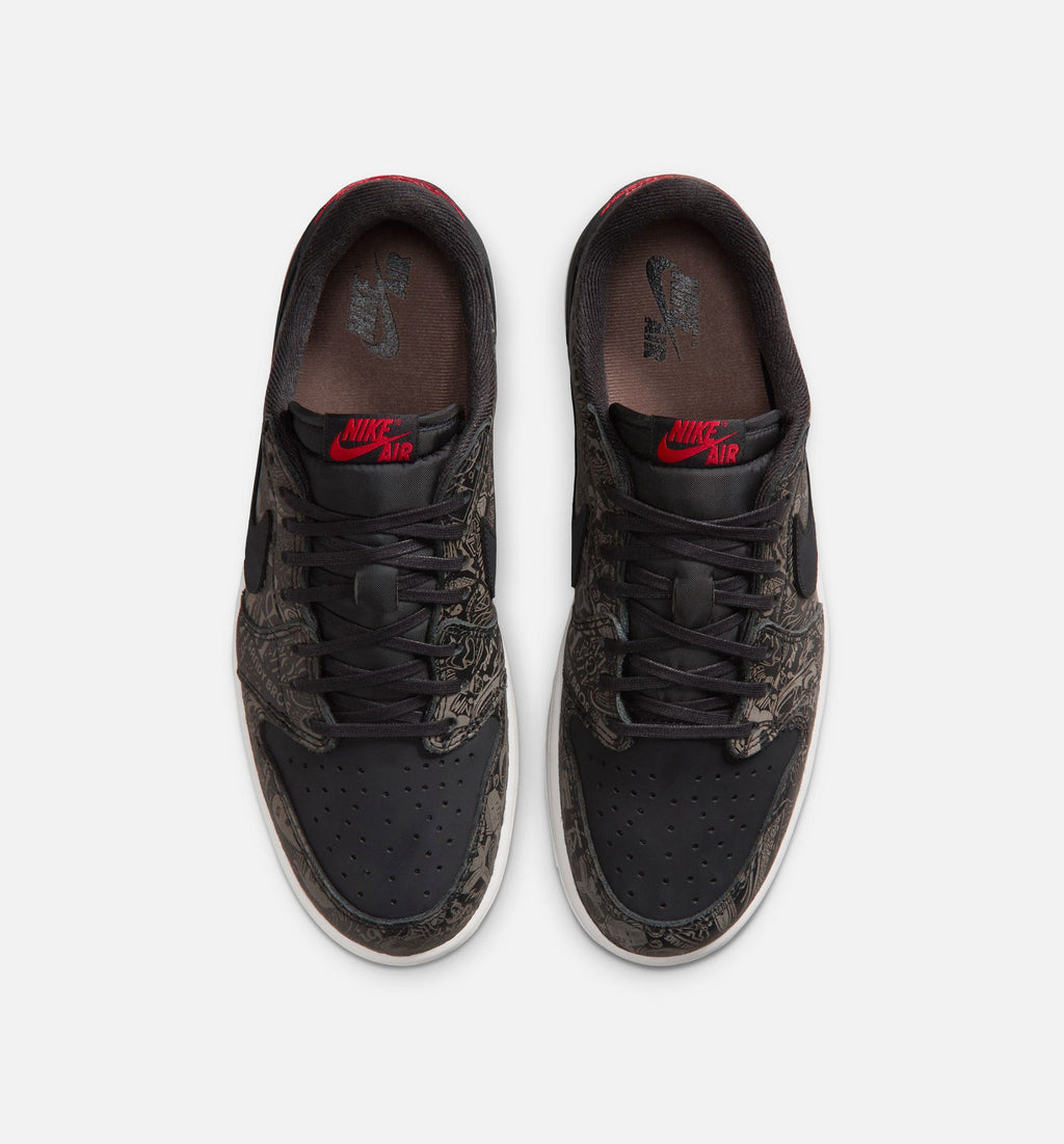 Air Jordan 1 Retro Low OG 激光黑红男款休闲鞋 - 黑/大学红/峰白