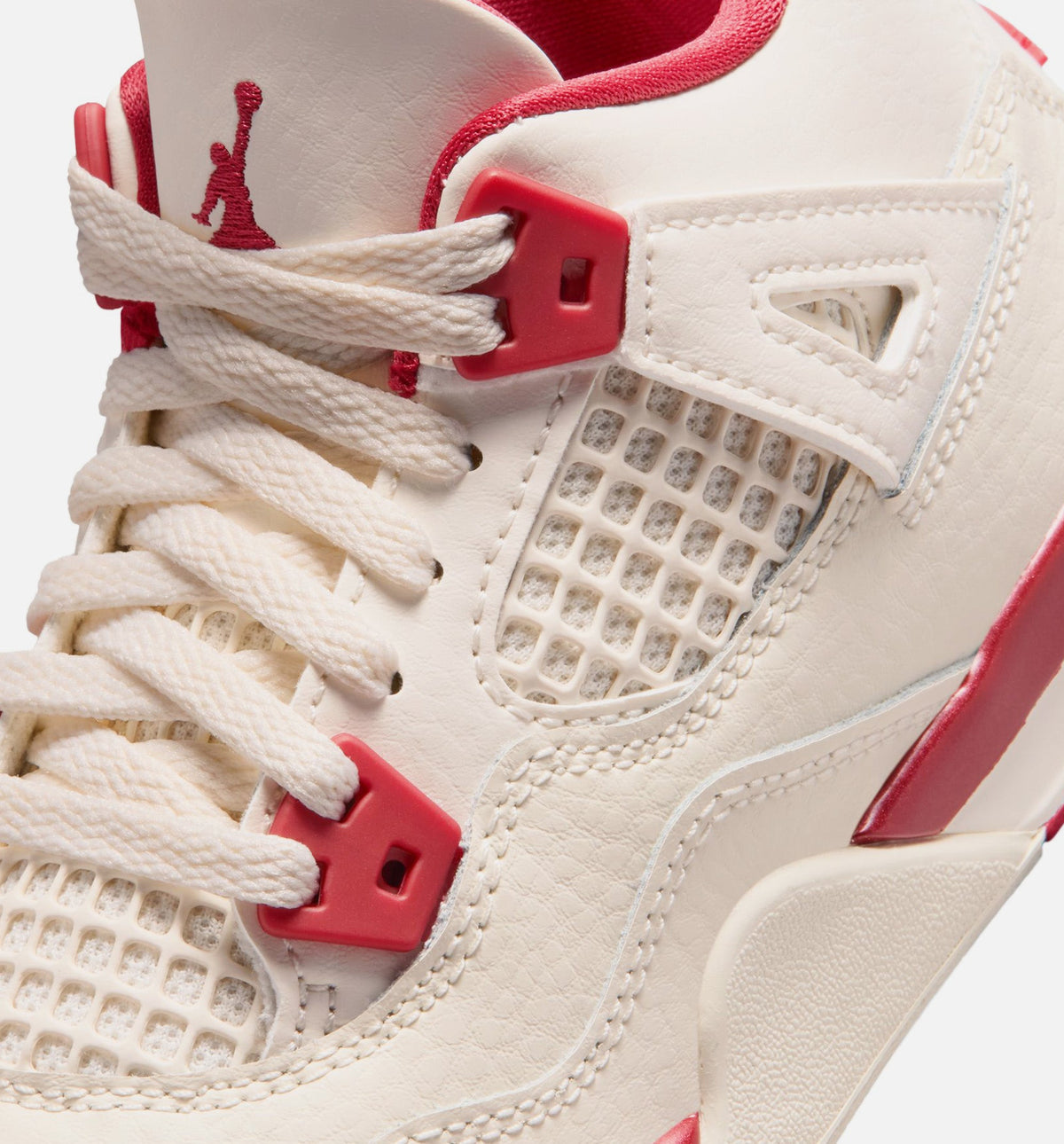 Air Jordan 4 Retro 情人节学前款休闲鞋 - 淡象牙/山岡红/烟火红