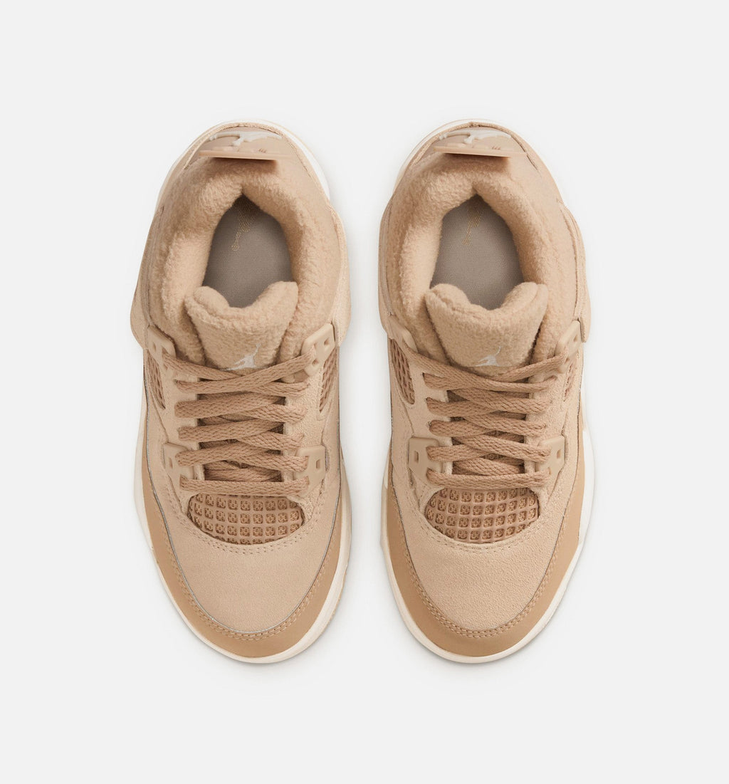 Air Jordan 4 Retro 舒适女孩学前款休闲鞋 - 麤貽色/淡橡木色