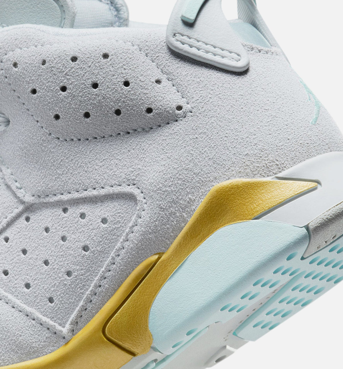 Air Jordan 6 Retro 珍珠学龄前款休闲鞋 - 纯铂金/冐河蓝/金属金