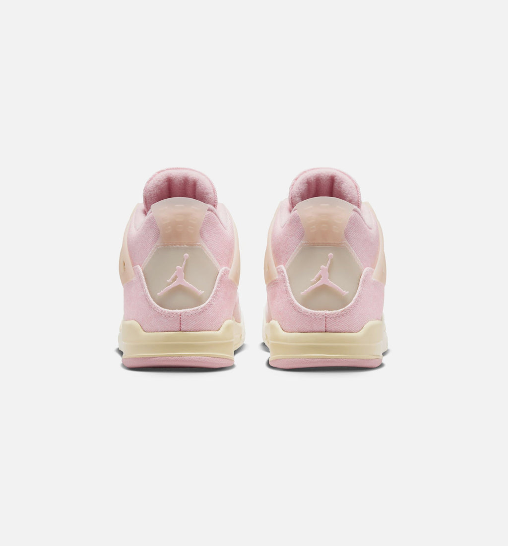 Air Jordan 4 Retro 粉珍珠与冒玄红学前款休闲鞋 - 珍珠粉/冒玄红/椰子奶