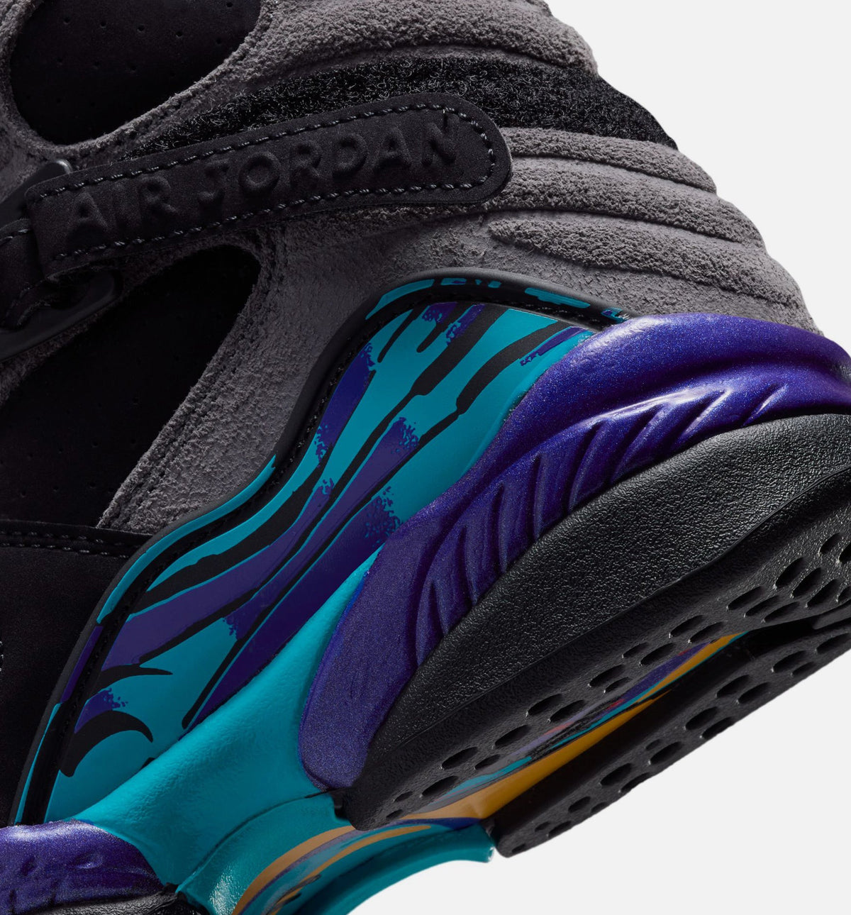 Air Jordan 8 Retro 水蓝大童款休闲鞋 - 黑/多彩/亮紫/多彩
