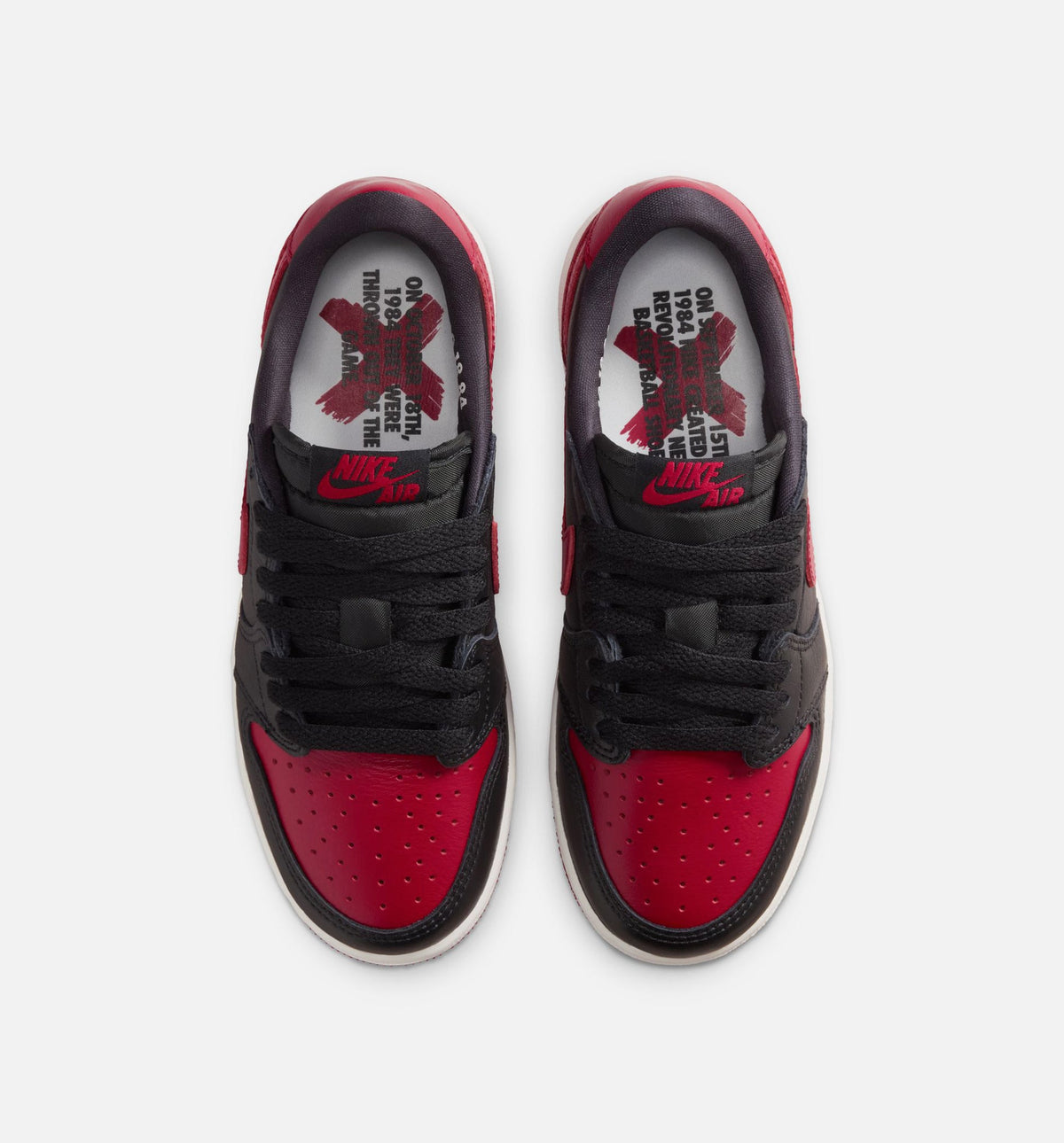 Air Jordan 1 Retro Low OG 禁穿大童款休闲鞋 - 黑/大学红/峰白