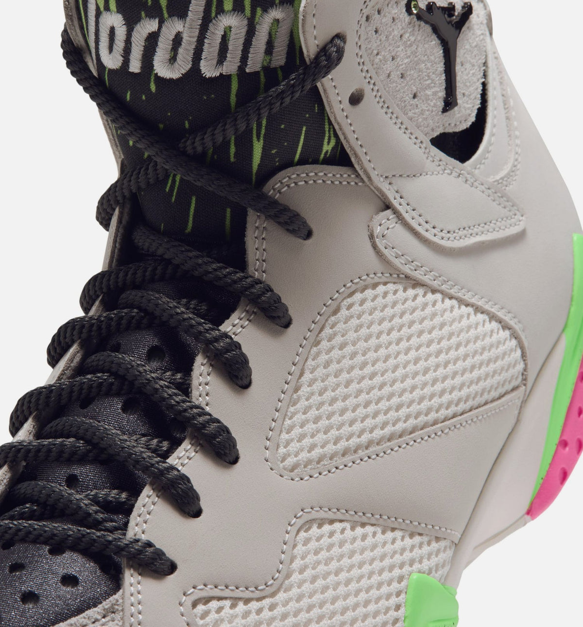 Air Jordan 7 Retro Tennis Day 男款休闲鞋 - 幻影白/酸橙绷/粉红/铁灰