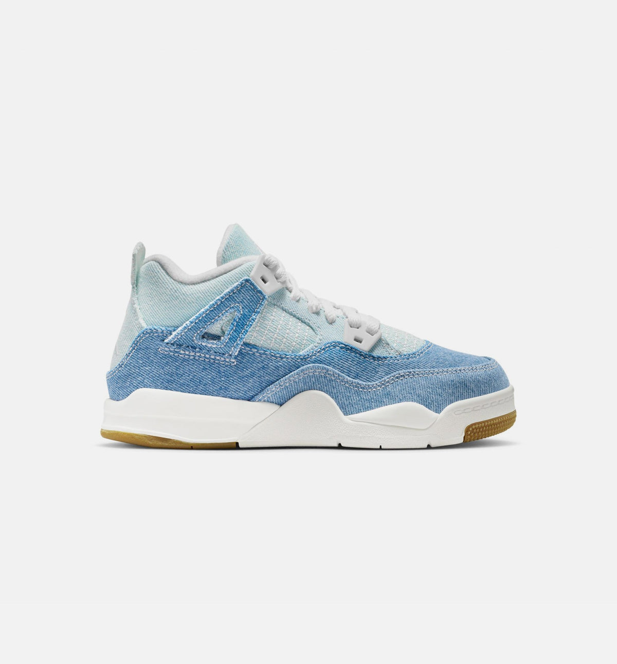 Air Jordan 4 Retro 磨蓝学前款休闲鞋 - 帆白/磨蓝/金属金