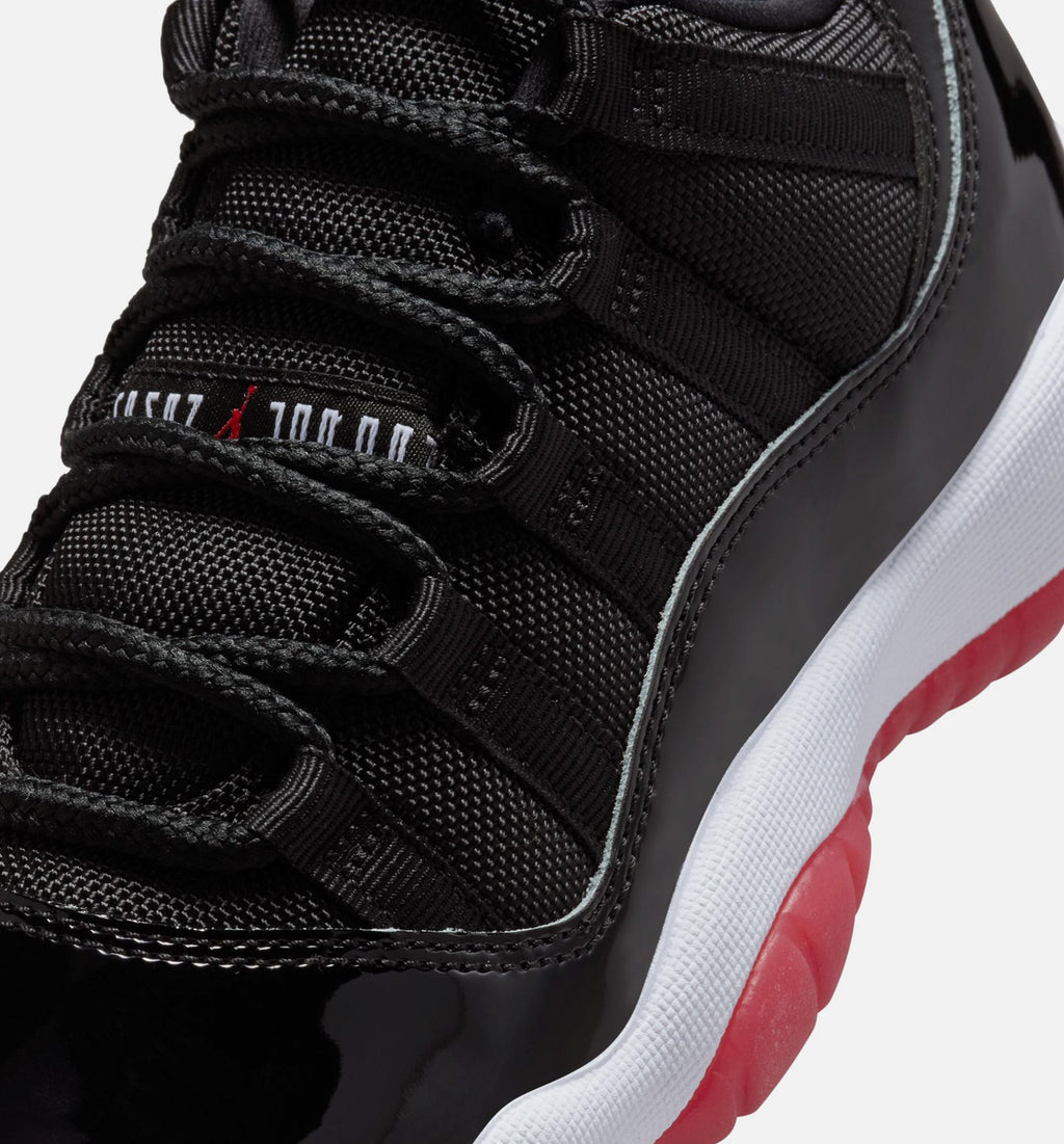 Air Jordan 11 Retro Bred 大童款休闲鞋 - 黑/学院红/白