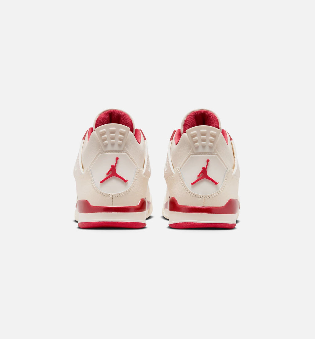 Air Jordan 4 Retro 情人节学前款休闲鞋 - 淡象牙/山岡红/烟火红