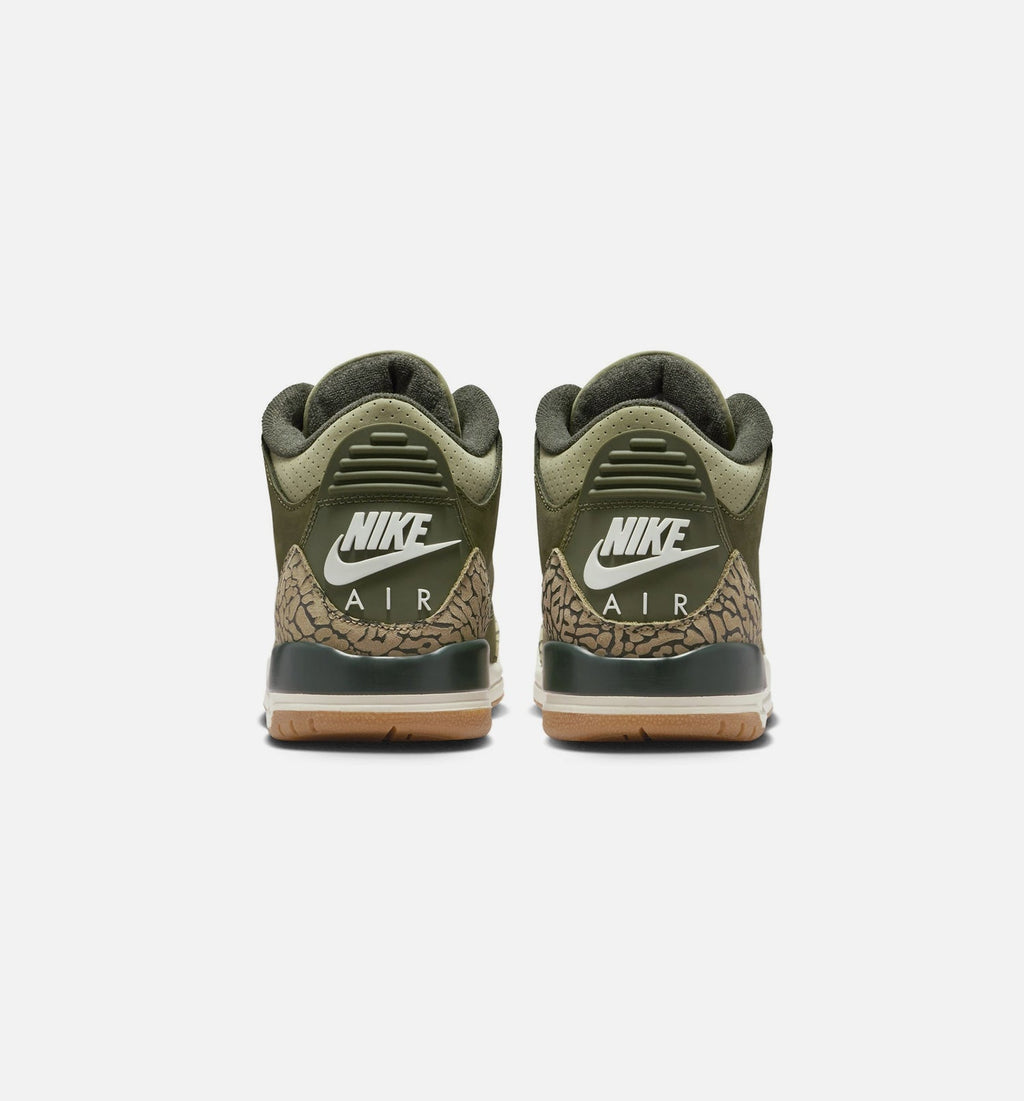 Air Jordan 3 Retro 中橄榄绿大童款休闲鞋 - 中橄榄绿/川续木/中性橄榄/帆白