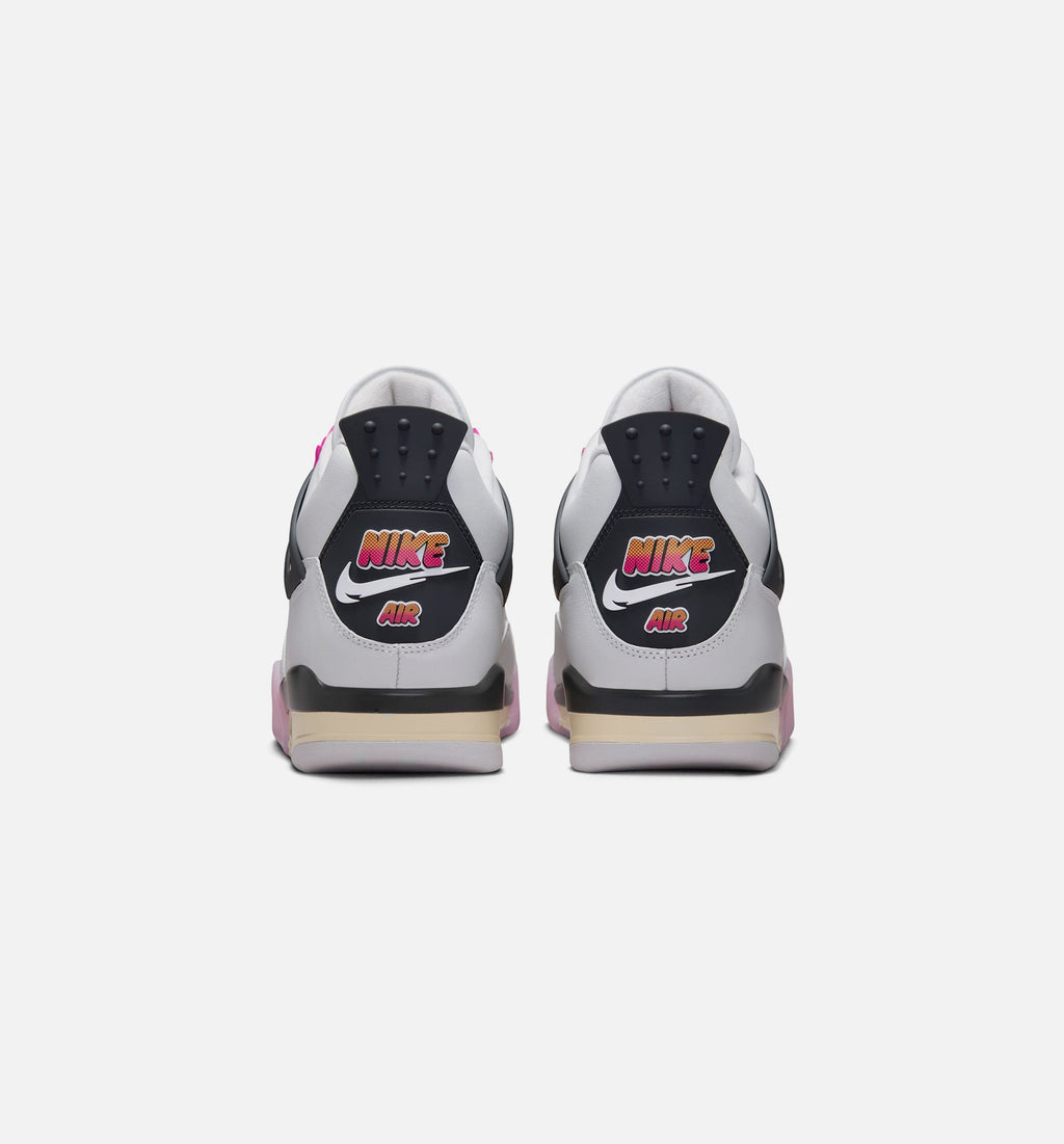 Air Jordan 4 Retro 漫画男款休闲鞋 - 迎面白/火焦粉/炙烂灰