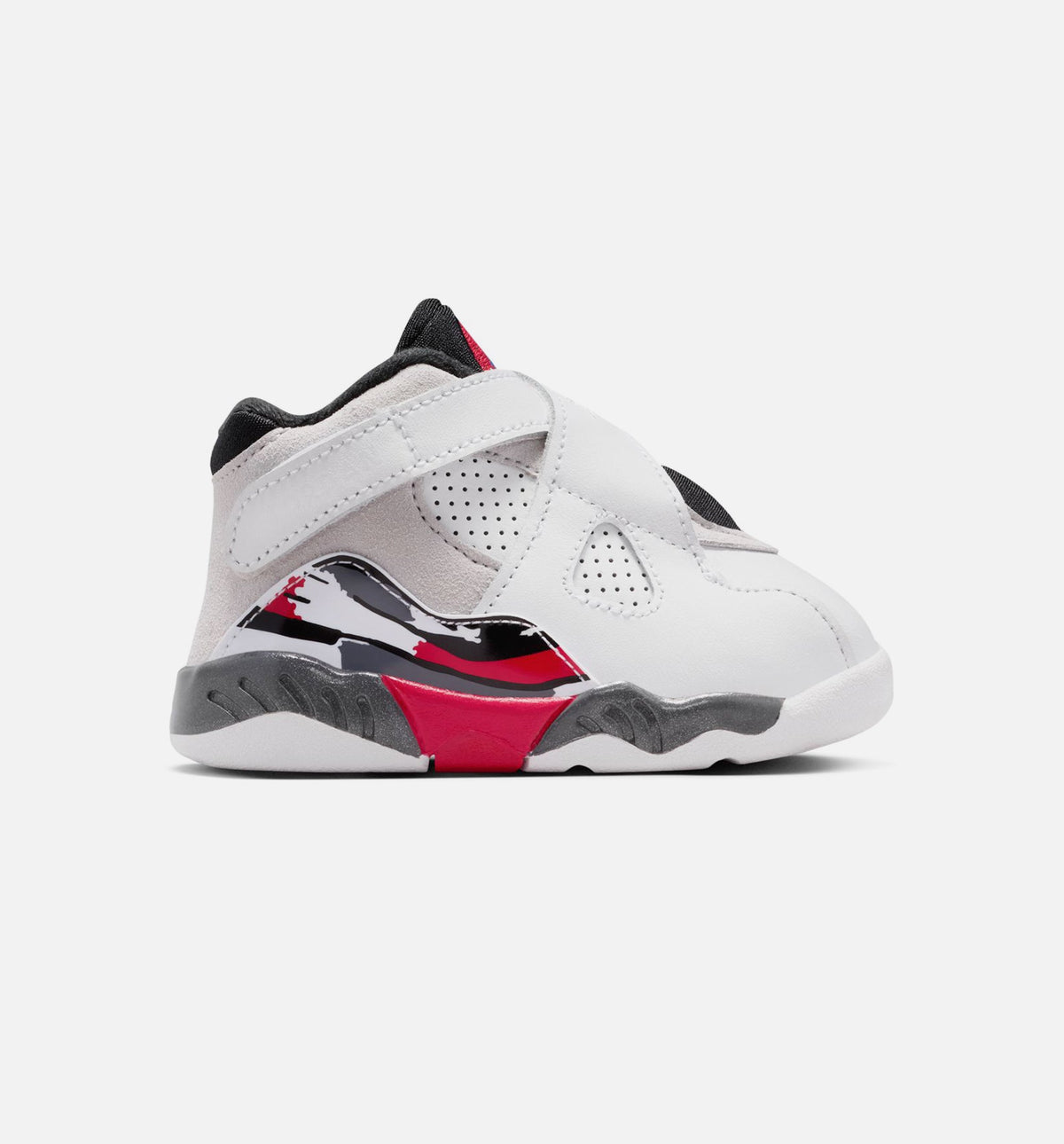 Air Jordan 8 Retro 白色与纯红婴幼儿款休闲鞋 - 白/黑/纯红