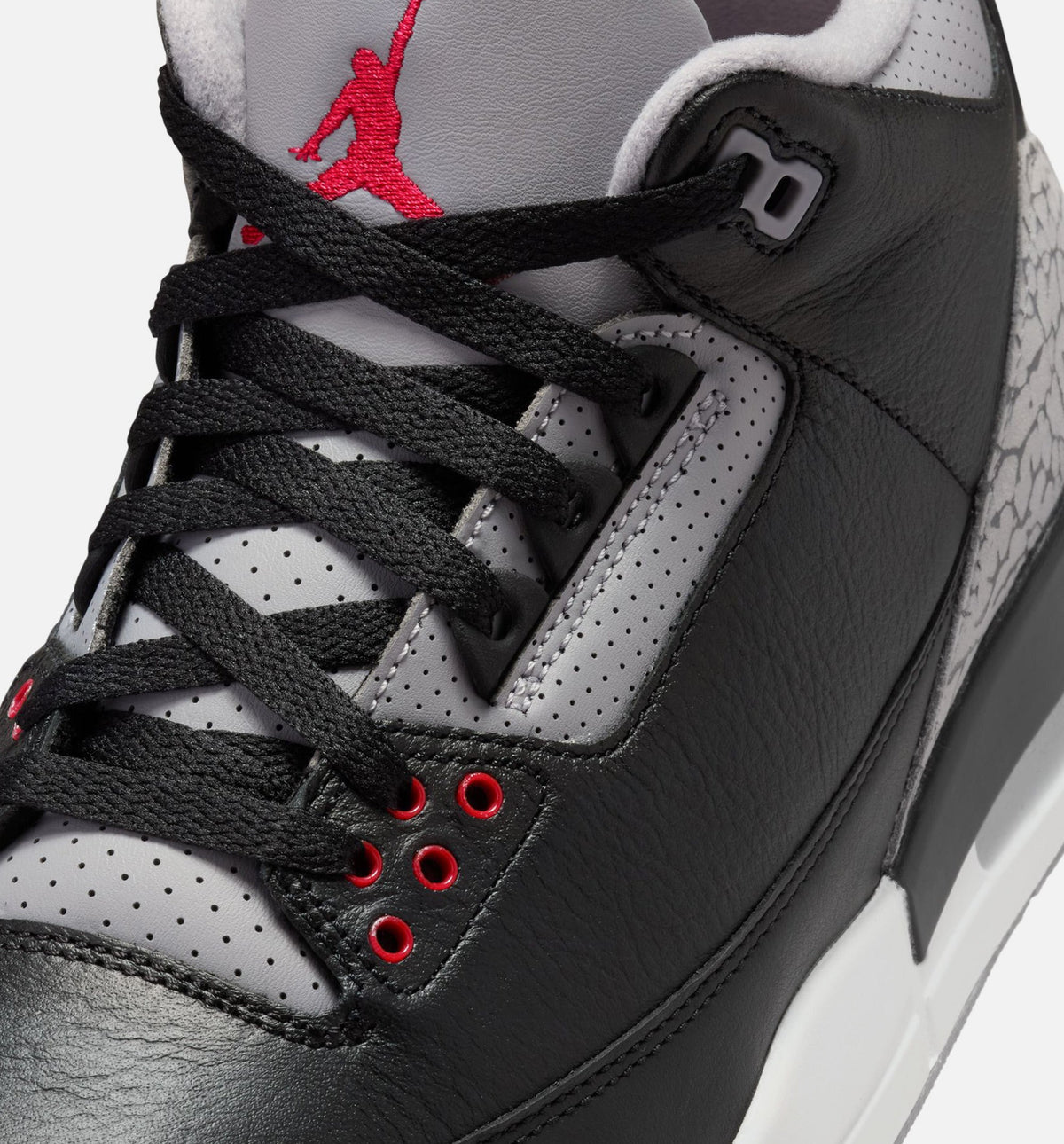 Air Jordan 3 Retro 黑水泥男款休闲鞋 - 黑/火红/水泥灰/峰白