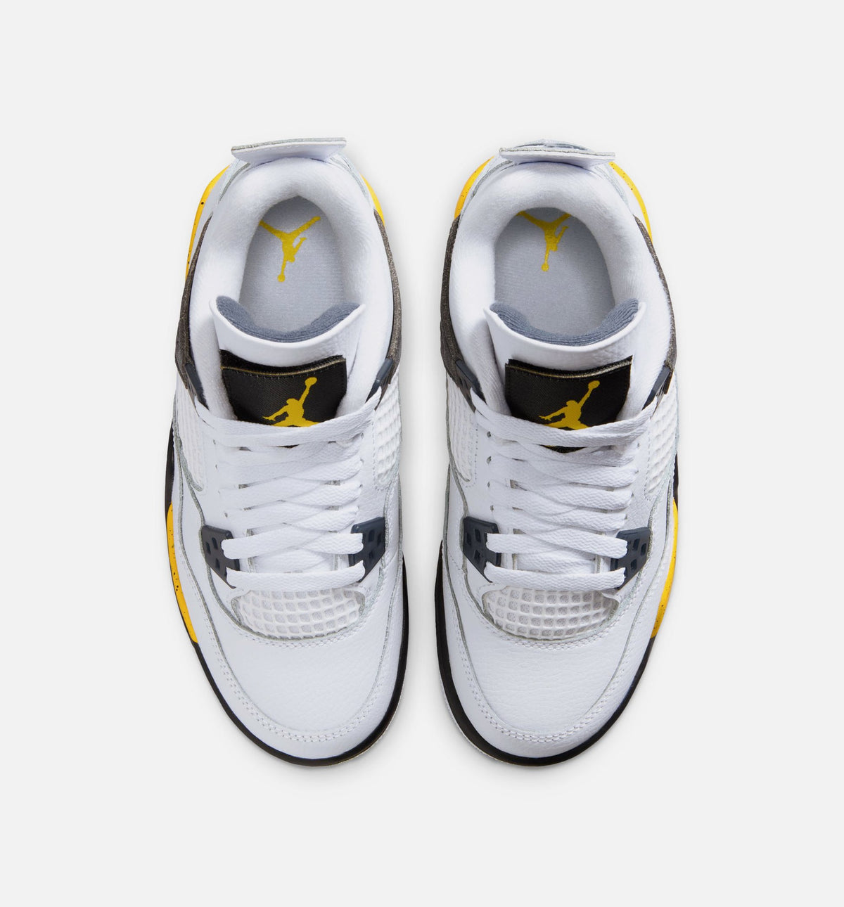 Air Jordan 4 Retro 稀有空气巡游黄大童款休闲鞋 - 白/深蓝灰/黑/巡游黄