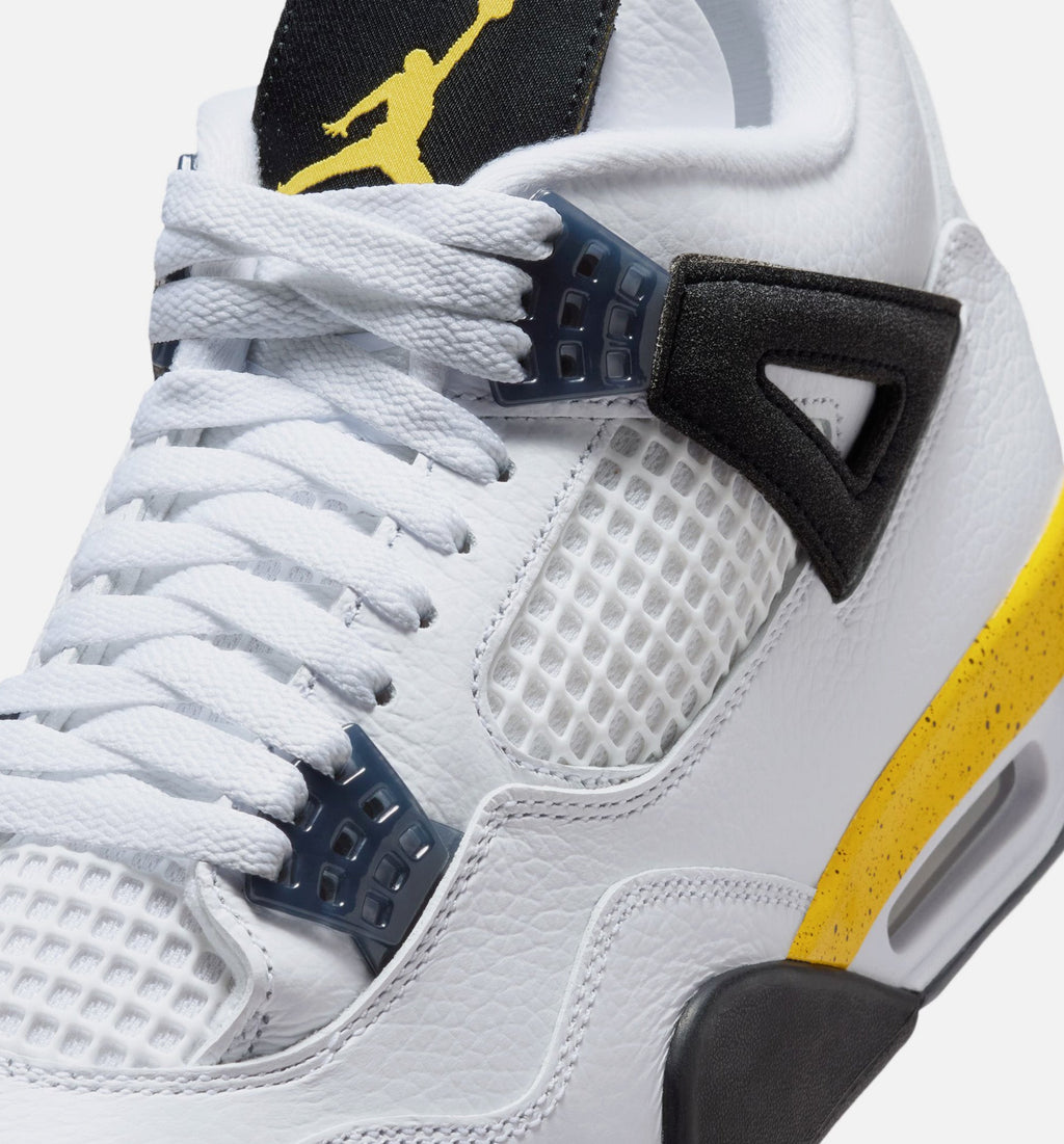 Air Jordan 4 Retro 稀有空气巡游黄男款休闲鞋 - 白/深蓝灰/黑/巡游黄